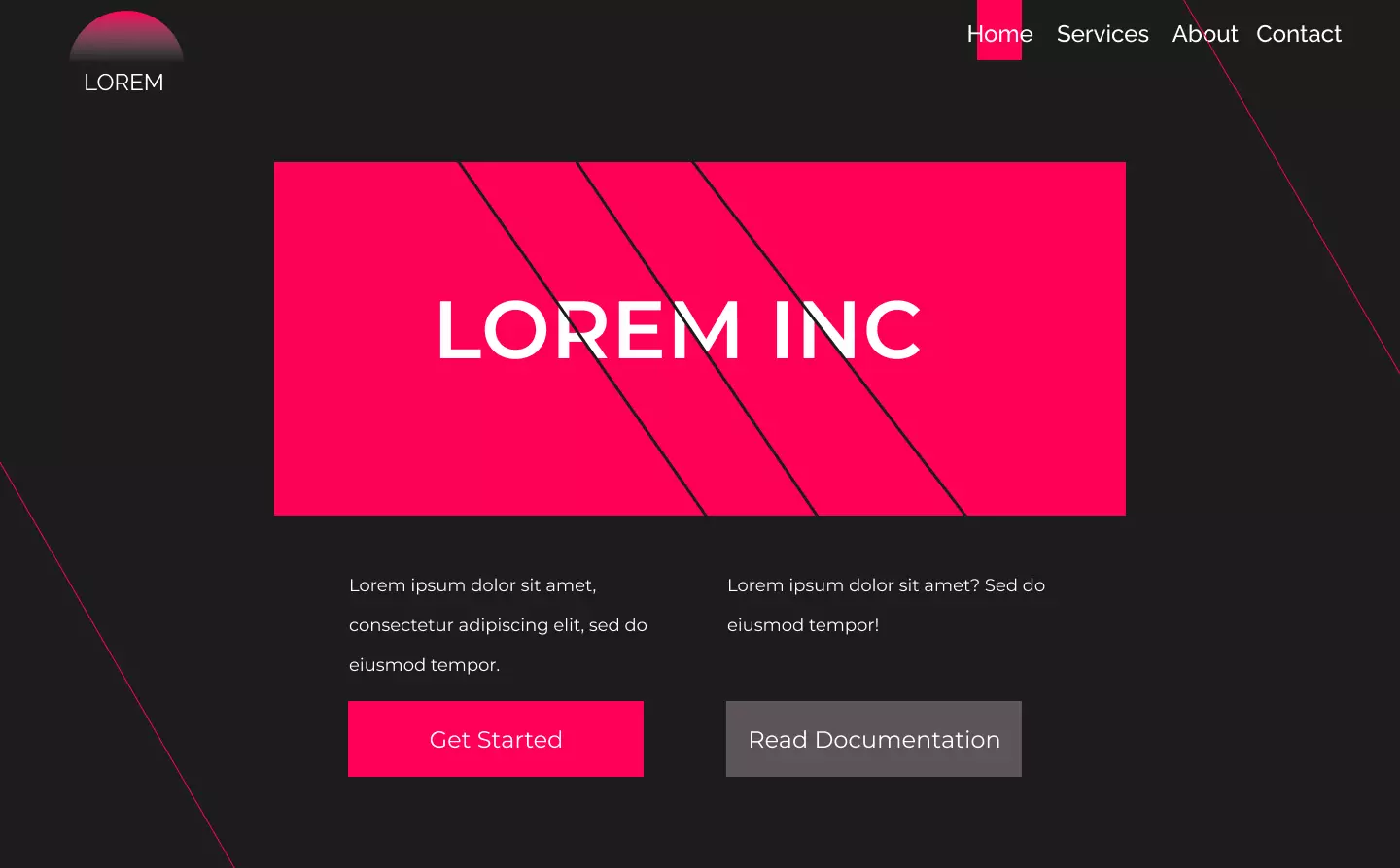 mockup design of a website