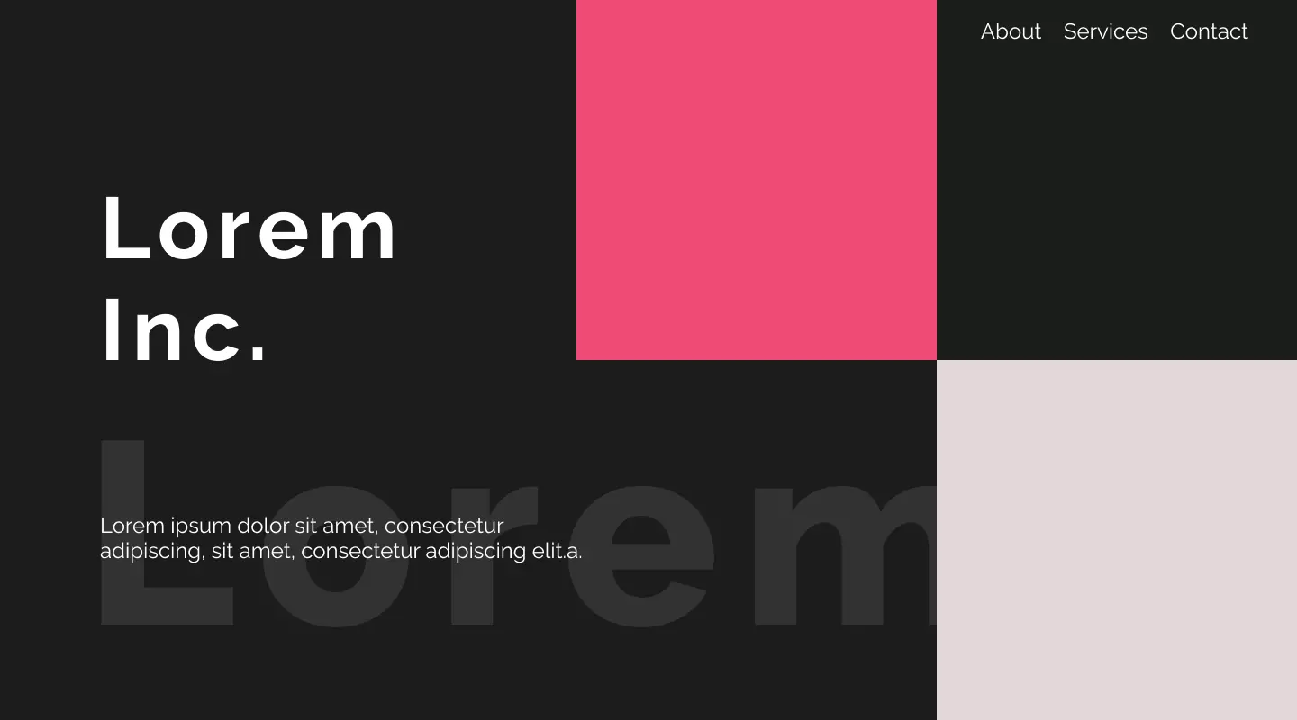 mockup design of a website